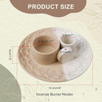 4 in 1 Incense Holder, Ceramic Incense Stick and Palo Santo Holder,Sage Holder for Burning- 5.5" Ceramic Ash Catcher Tray for Meditation and Yoga Room (Sand)