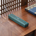 Incense Holder,Ceramic Incense Holder for Sticks with Ash Catcher,Coffin Style Incense Box,Incense Burner for Meditation Yoga Spa Room Decor(Green)