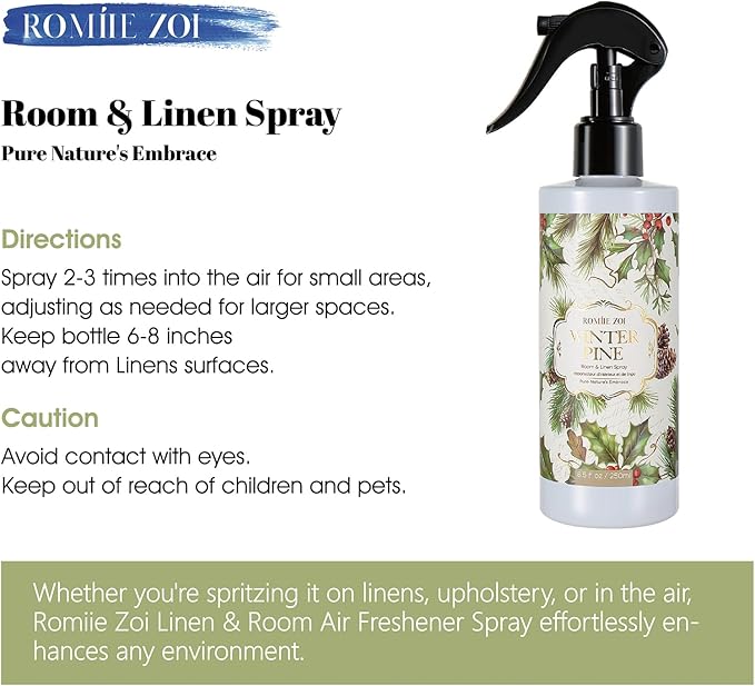 Christmas Linen & Room Air Freshener Spray Room Mist- Winter Pine - Infused with Sweet Pine Aroma- 250ml / 8.5 FL OZ.