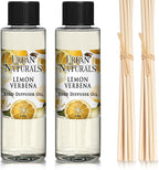 Urban Naturals Lemon Verbena Scented Oil Reed Diffuser Refill | Includes a Free Set of Reed Sticks, 4 oz (2 Pack)