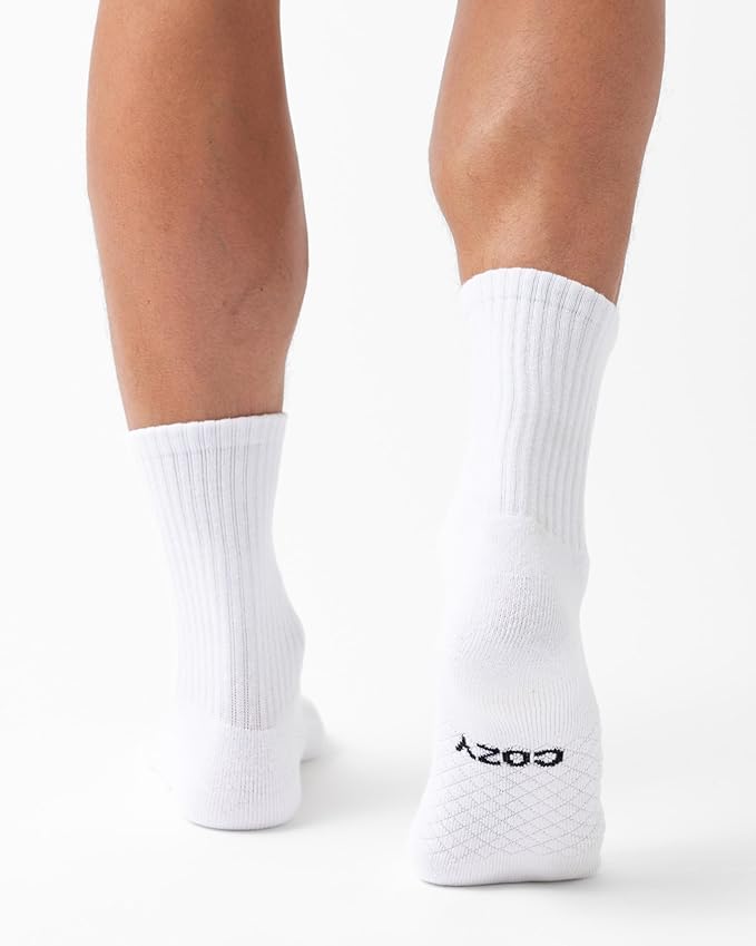 Cozy Earth Essential Calf Socks for Women and Men – Soft Mercerized Cotton Crew Socks 2-Pack Set – Heel & Arch Support