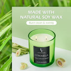 Citronella Candles Outdoor, 2-Wick Outdoor Indoor Scented Candle, Jar Candles for Home Scented, Long Lasting Natural Soy Candle, Summer Scents of Citronella/Lemon Grass/Peppermint, 9 oz