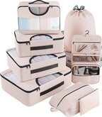 Veken 8 Set Packing Cubes, Travel Gifts for Women Mom, Carry on Suitcase Organizer Bags with Hanging Toiletry Bag and Large Laundry Bag, Travel Essentials Luggage Accessories for Cruise Ship