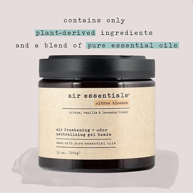 Air Essentials Air Freshener & Odor Neutralizer Gel Beads - 12 oz, Pack of 2 - Odor Eliminator - Made with Pure Essential Oils - Citrus Blossom Scent