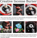 Mushroom Backflow Incense Holder, Resin Aromatherapy Decor with Smoke Cascade Effect for Home Relaxation, Meditate Stress Relief Waterfall Incense Burner Fountain with Cones Zen Room Decor