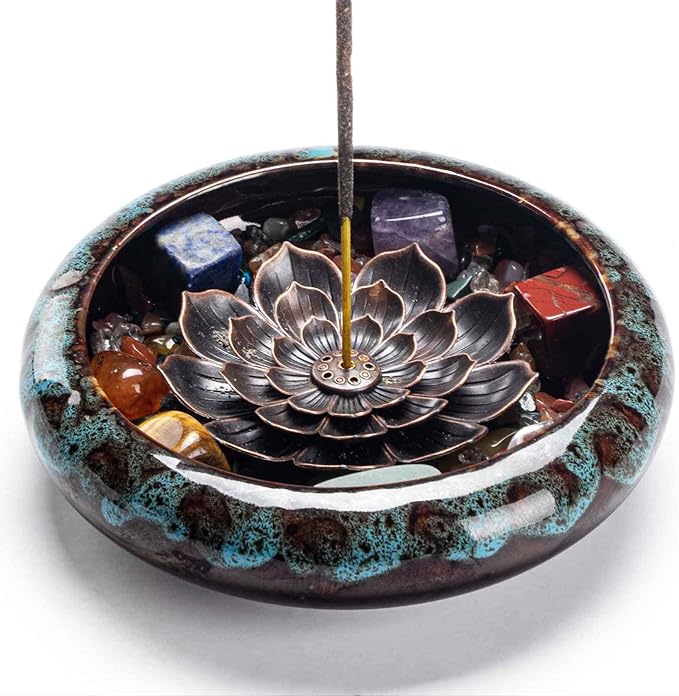 Incense Stick Holder-Crystal Lotus Incense Holder,Ceramic Incense Burner