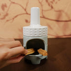 Handmade Ceramic Palo Santo Holder Burner - Mini Chiminea Incense Dish for Palo Santo Sticks & Sage -Cone Burner Elegant Design for Energy Cleansing, Yoga, Meditation & Aromatherapy Idea