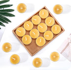 24 Pack Beeswax Tealight Candles,Natural Beeswax Candles Bulk 4 Hour Burn Time,Yellow Tea Lights Candle for Home Decoration,Wedding,Party, Centerpiece