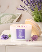 AOOVOO Lavender Scented Candles for Women - 20oz 3 Wick Soy Candles for Home Scented, Aromatherapy Candle with Crystals Inside, Birthday Gifts Mothers Day Candle for Women Mom
