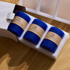 MOZEAL 3" x 6" Hand-Poured Unscented Candle, Dripless Pillar Candle Set of 3, Long Lasting Burning, Approx 120 Hours Burn Time, Rustic Country Style, for Winter Celebrations, Royal Decors, Royal Blue