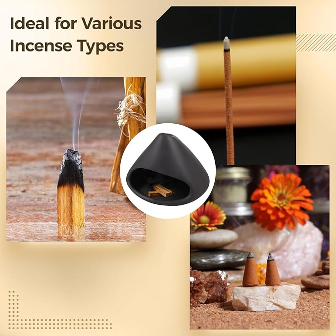 Ceramic Palo Santo Holder Burner, Triangular Incense Burner for Cones and Sticks, Ceramic Smudge Bowl, Elegant Sage Tray, Small Ash Catcher Ideal for Home Decor and Meditation