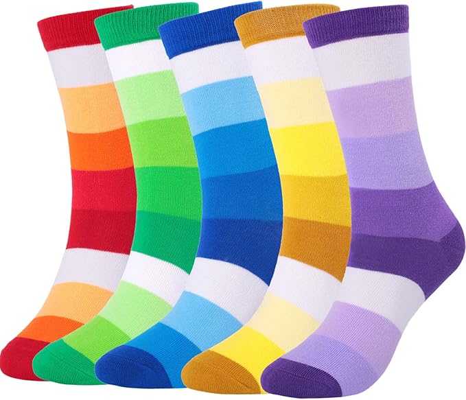 DRASEX Men's Dress Socks Funky Colorful Pattern Cotton Novelty Casual Crew Socks