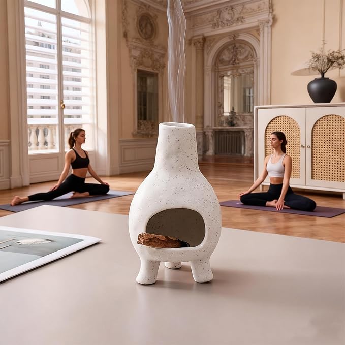 Ceramic Palo Santo Holder Burner - Mini Chimenea Incense Dish for Meditation Décor - Palo Santo Holder for Burn Palo Santo Sticks,Cones,Aromatherapy Yoga