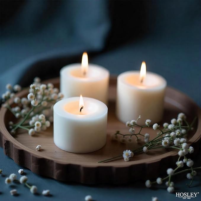 Hosley Set of 144 Unscented White Votive Candles – Bulk Pack, Clean-Burning, Long-Lasting 10-12 Hour Burn Time – Ideal for Weddings, Home Décor, Spa, and Events