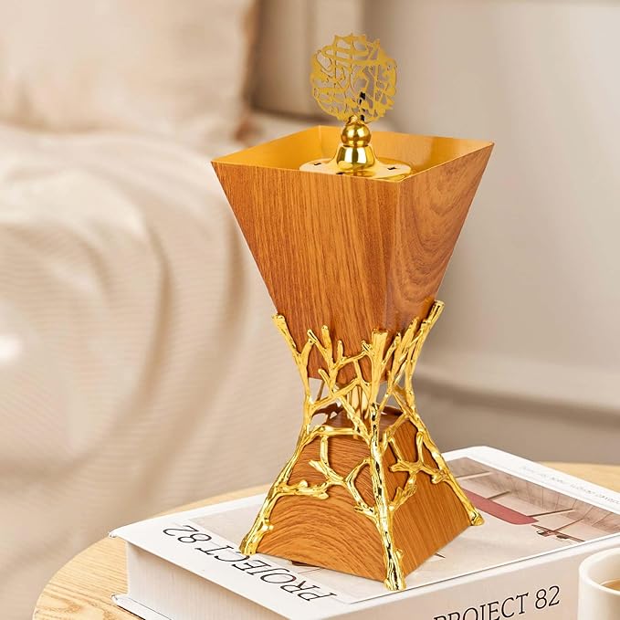 Bakhoor Burner, Charcoal Incense Burner, Frankincense Resin Incense Holder for Yoga, Spa Aromatherapy, Office & Home Decor Gifts Tan 10.6" inches Tall