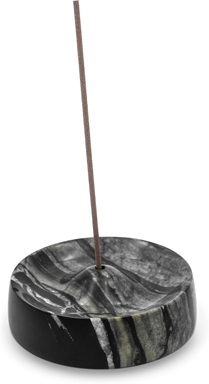 Bursera Black Marble Incense Holder, Tree Planted with Every Order, Italian Carrara Black Marble Tray Incense Burner, Home and Desk Incense Stick Holder and Modern Decor