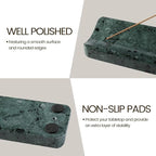 Koville Marble Incense Holder, Incense Holder for Sticks, Incense Sticks Holder Ash Catcher for Meditation Yoga SPA, Natural Stone Incense Burner, Home Table Decor (Green)