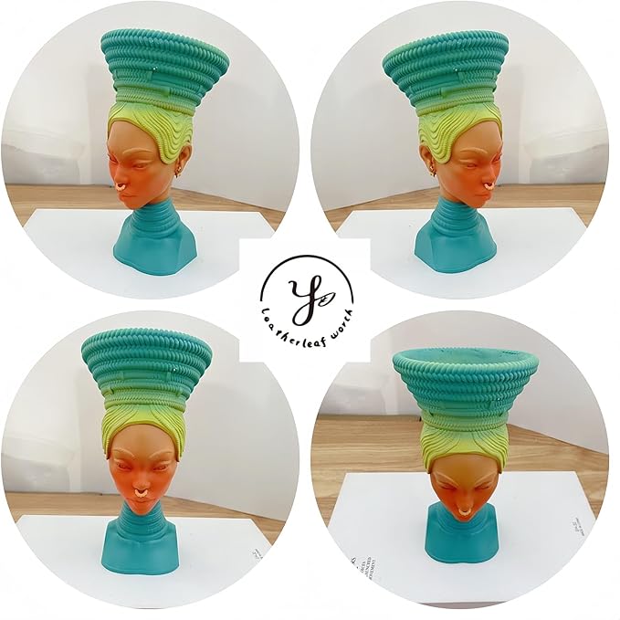 Elegant Head Incense Black Woman Burner, Modern Design, Stylish Incense Holder Black Women, Sophisticated Home Decor, Desk Accessory (Green)