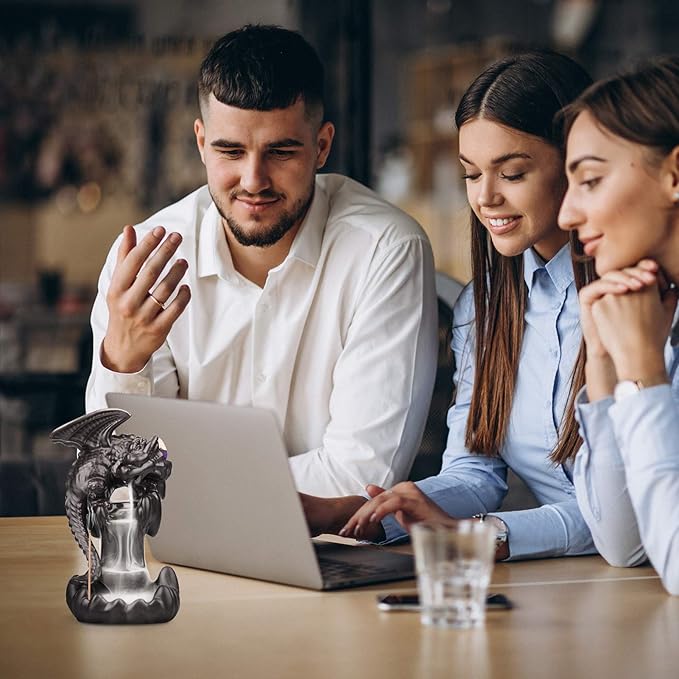 Ceramic Dragon Backflow Incense Holder Waterfall Incense Burner, Smoke Incense Holder, with 70 Backflow Incense Cones + 50 Incense Stick, 1 Mat, 1 Tweezers Home Decor (Brown-Flying Dragon)