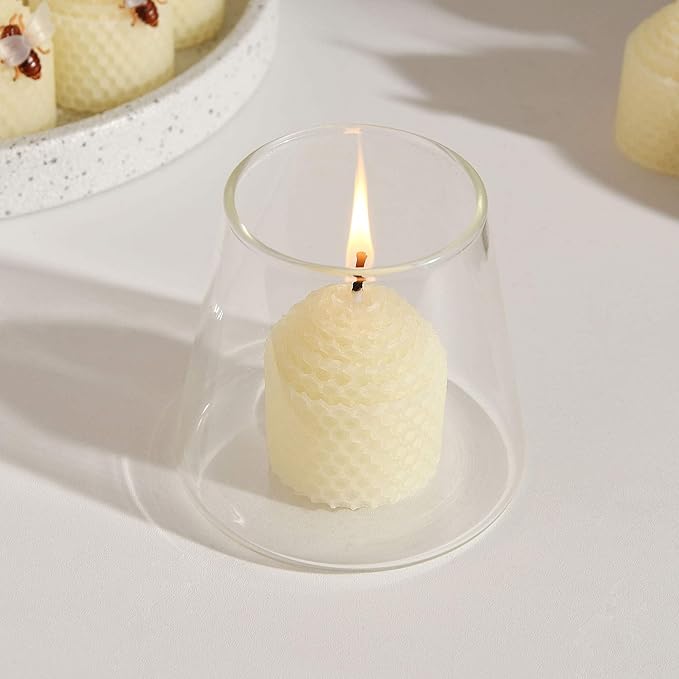 Natural Beeswax Candles 12 Pack, Hand Rolled Bee Themed Candles - 3.5 Hours Burn Time Each, Smokeless and Dripless for Home Decor, Party Favors, Gifts