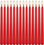 24 Pack Red Taper Candles, 7-8 Hours Burn Time, Unscented, Smokeless and Dripless, 0.75 x 10 Inch Dinner Candle Set for Christmas,Household, Wedding, Party and Home Décor Candlesticks