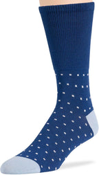 Men's Diabetic Novelty Non-Binding Crew Socks - 5 Pack Large - Argyle, Dot, Geometric Pattern - Sock Size 10-13 Shoe Size 9-12 L Denim Blue, Light Blue