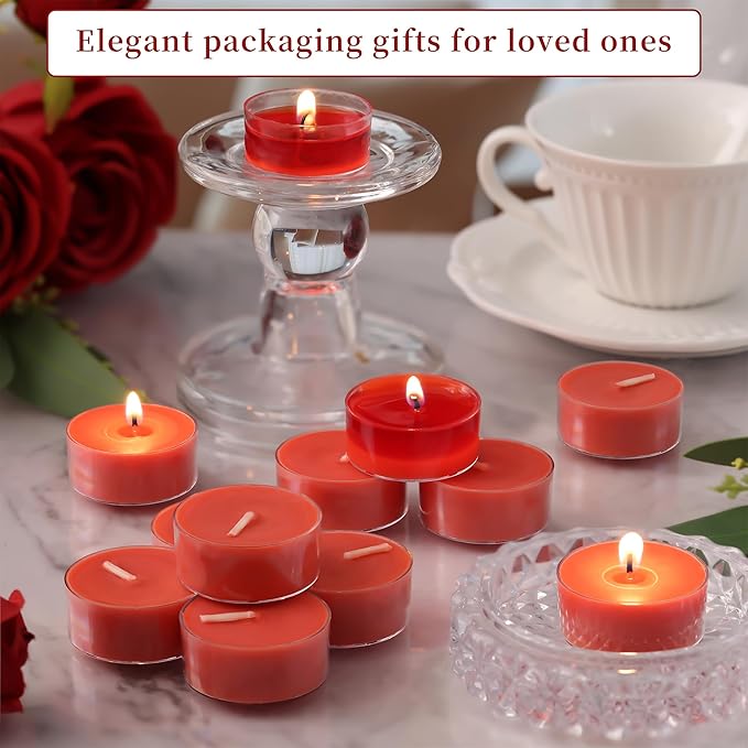 12 Pack Fresh Rose Scented Tea Lights Candles, 4-5 Hours Natural Palm Tea Candles Bulk for Home Scented, Small Tealight Votives with Essential Oils for Home, Wedding, Baby Shower Favors & Gifts