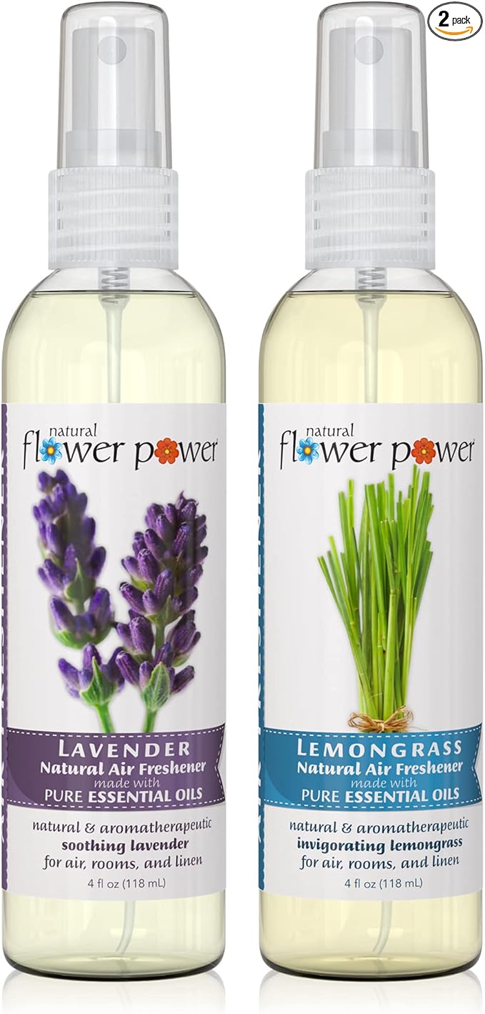 Air Freshener Spray - Odor Eliminator with Essential Oils for the Home, Car & Fabric - Cruelty Free & Vegan - 2 Pack with Lavender and Lemongrass - 2 x 4 oz