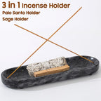 Incense Holder, Natural Marble Incense Burner, Incense Stick Holder for Meditation, insence-Sticks Holder, 10.6inch Ash Catcher (Black)