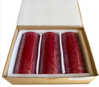 Mister Candle Dripless Unscented Pillar Candles, Set of 3 Hand Poured Red Pillar Candles, Solid Color Non-Scented Candles for Home Decor, Premium Wax, 80 Hr Burn Time, 3x6 Inch
