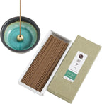 Asayu Japan Traditional Smoke Gift Set with Incense Holder and Brass Stand, Patchouli Incense Sticks with Mini Aquamarine