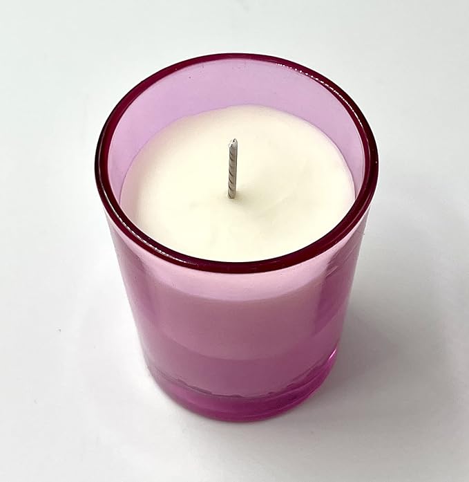 Mister Candle - Pink Color Filled Glass Votive Candles Jar, Perfect Home Decoration, Wedding Favors Hand Poured in USA (Set of 12) (Citronella)