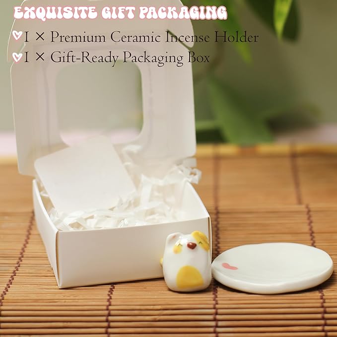 Handmade Ceramic Incense Holder for Sticks, Incense Plate for Stick with Ash Catcher Anti-ash, Incense Burner for Meditation Yoga Spa Aromatherapy Home Room Decor Easily Grab Ash