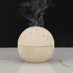 ELLDOO Natural Travertine Incense Cone Holder, Home Decor Handmade Ball Shape Incense Burner for Yoga Meditation SPA Reading, Beige