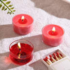 Scented Tea Lights Candles, Wisper of Rose, 48 Pack – Red Scented Tealight Candles– 100% Palm Wax – 6 Hour Burn Time Aromatherapy Tea Light Votive Candle for Dinner, Bedroom, Spa