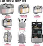 Veken 8 Set Packing Cubes for Travel Essentials, Suitcase Organizer Bags in 4 Sizes, Carry-On Luggage Accessories with Large Laundry & Hanging Toiletry Bag, Must-Have for Airplane, Road Trip & Camping