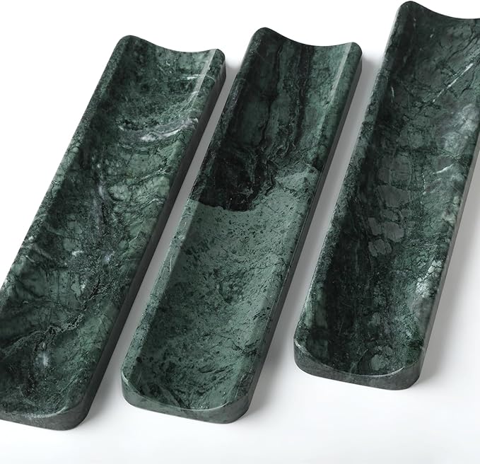 Koville Luxury Natural Indian Marble Incense Holder, Incense Holders for Sticks, Incense Burner Holder, Ideal for Meditation and Relaxing, Easy to Clean(Indian Green)