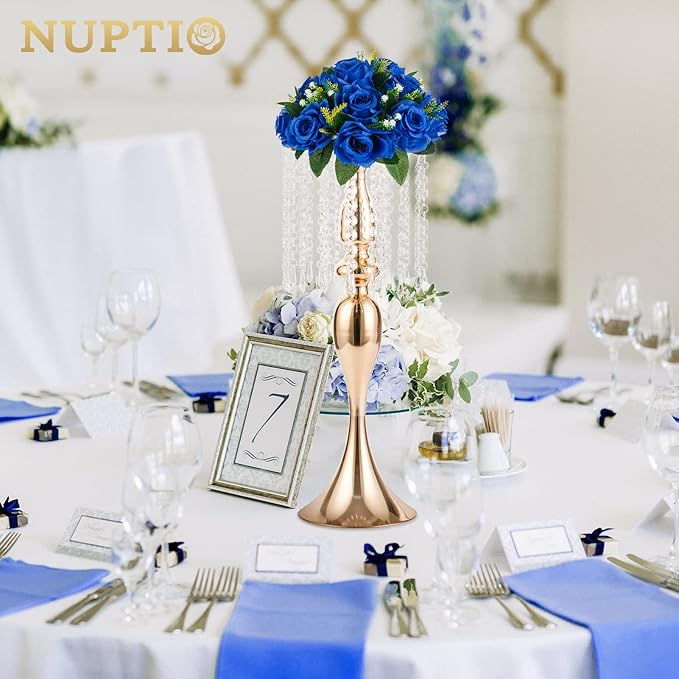 NUPTIO Flower Ball Arrangement Bouquet - 10 Pcs 9.5 inch Diameter Royal Blue Fake Flowers Roses Balls for Centerpieces Tables - Artificial Rose Arrangements for Wedding Centerpiece Table Decorations
