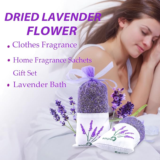 8 Packs French Lavender Sachets for Drawers and Closets Fresh Scents, Home Fragrance Sachet Sleep, Purple Sachets