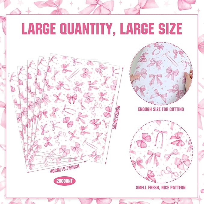 BBTO 20 Sheet Fragrant Drawer Liners for Dresser Scented Cabinet Paper Liners for Shelves 15.8 x 22 Inches Non Adhesive Drawer Paper Mats for Home Shelf Close(Bow)