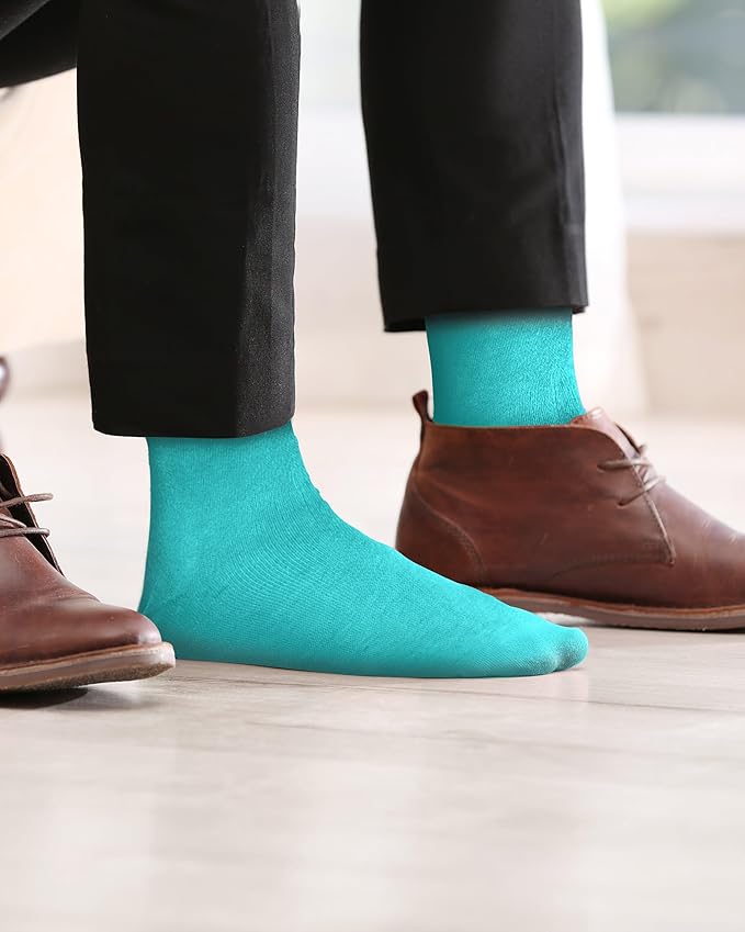 Feraricci Solid Color Casual Dress Socks for Men - Colorful & Comfortable Crew Socks