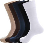 Men's Dress Socks 5 Pairs Mens Cotton Calf Business Formal Socks Soft Breathable Athletic Long Crew Casual Socks