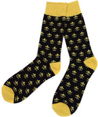 boxed-gifts Men's Mardi Gras Socks Fleur de Lis Patterned Premium Cotton Dress Casual Crew Socks for Men