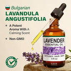 KUKKA Lavender Essential Oils - 4 Fl Oz - for Hair, Skin, Diffuser, Aromatherapy & DIY Soap Making Scent