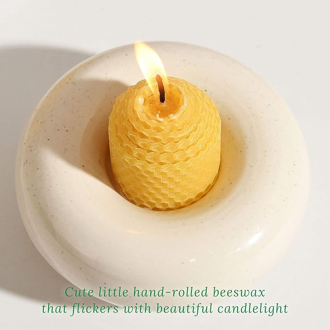 Pure Beeswax Candles 12 Pack, Hand-Rolled Honeycomb Bees Wax Candle Votives, 3.5 Hours Burn Time Each, Non-Toxic and Dripless for Home Decor, Party, Gifts