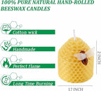 Pure Beeswax Candles 12 Pack, Hand-Rolled Honeycomb Bees Wax Candle Votives, 3.5 Hours Burn Time Each, Non-Toxic and Dripless for Home Decor, Party, Gifts