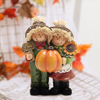 Hodao Fall Thanksgiving Scarecrow Couple Table Decorations Indoor, Resin Thanksgiving Scarecrow Figurines-Fall Thanksgiving Gifts-Fall Decorations for Home
