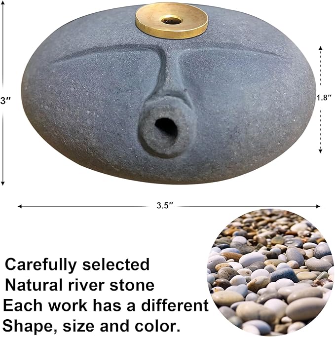 Handmade River Stone Backflow Incense Burner - Natural Pebble Aromatherapy Diffuser for Home Decor, Meditation & Relaxation (Unique Design, Each Piece Varies)