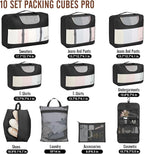 Veken 10 Set Packing Cubes for Travel Essential, Suitcase Organizer Bags in 4 Sizes, Carry-On Luggage Accessories with Large Laundry & Hanging Toiletry Bag, Must-Have for Airplane, Road Trip & Camping