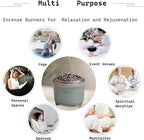 Ceramic Incense Holder with Beauty Lid,Coil Incense Burner for Cone and Powder Incense,Mediation Gift,Home Decor（Light Green）